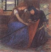 Elizabeth Siddal A Lady Affixing a Pennant to a Knight's Spear oil painting on canvas